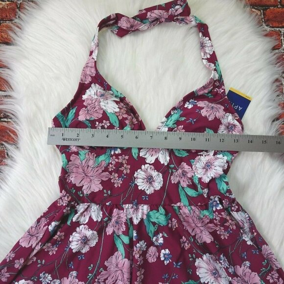 NWT Apt 9 Flora & Fauna Tankini Halter Swimsuit Floral Peplum Style S - Picture 7 of 9
